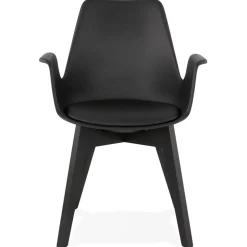 ALTEREGO Chaise avec accoudoirs 'MISTRAL' noire avec pieds en bois noir Sale