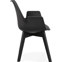 ALTEREGO Chaise avec accoudoirs 'MISTRAL' noire avec pieds en bois noir Sale