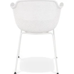 ALTEREGO Chaise avec accoudoirs perforée 'DRAK' blanche Hot
