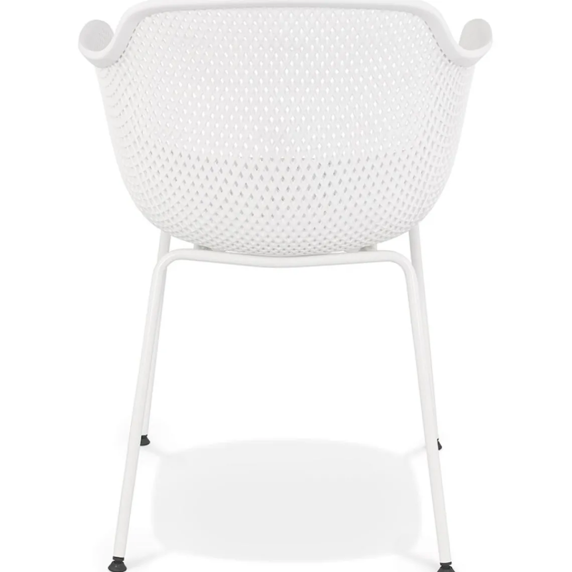 ALTEREGO Chaise avec accoudoirs perforée 'DRAK' blanche Hot