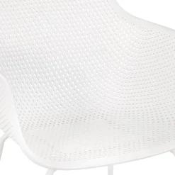 ALTEREGO Chaise avec accoudoirs perforée 'DRAK' blanche Hot