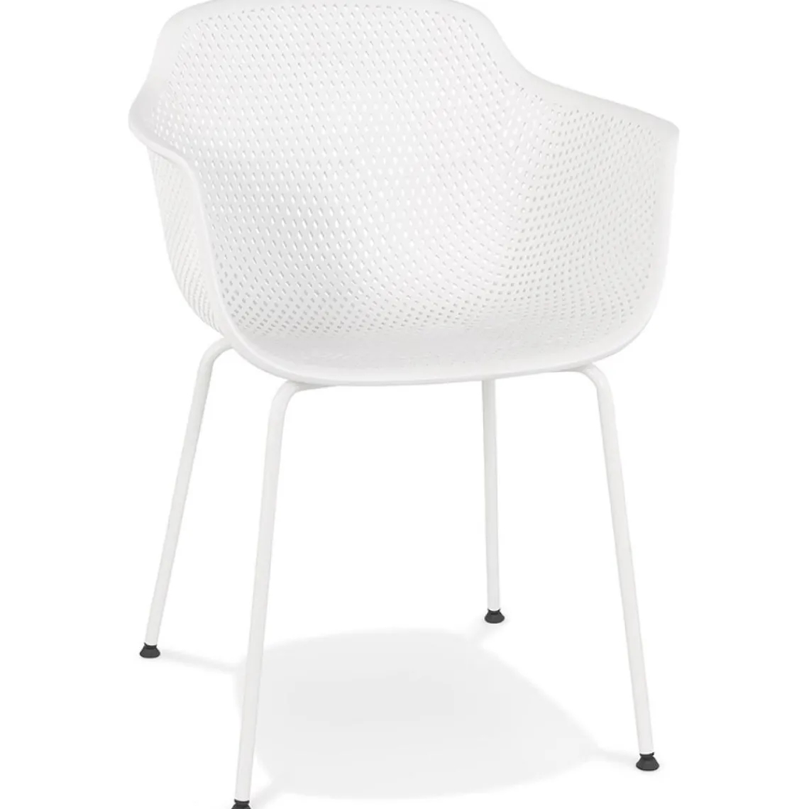 ALTEREGO Chaise avec accoudoirs perforée 'DRAK' blanche Hot