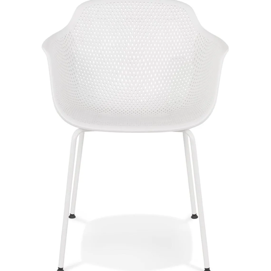 ALTEREGO Chaise avec accoudoirs perforée 'DRAK' blanche Hot