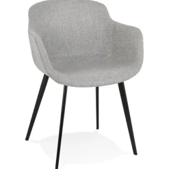 ALTEREGO Chaise avec accoudoirs 'RIGA' en tissu gris clair Hot