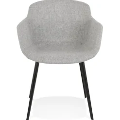 ALTEREGO Chaise avec accoudoirs 'RIGA' en tissu gris clair Hot