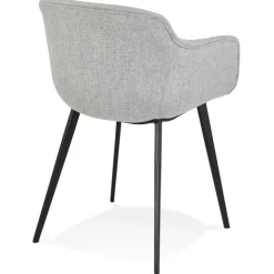 ALTEREGO Chaise avec accoudoirs 'RIGA' en tissu gris clair Hot