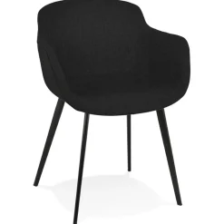 ALTEREGO Chaise avec accoudoirs 'RIGA' en tissu noir New