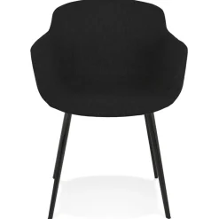 ALTEREGO Chaise avec accoudoirs 'RIGA' en tissu noir New