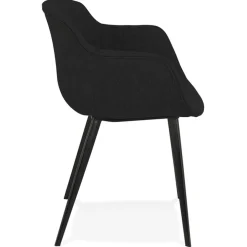 ALTEREGO Chaise avec accoudoirs 'RIGA' en tissu noir New