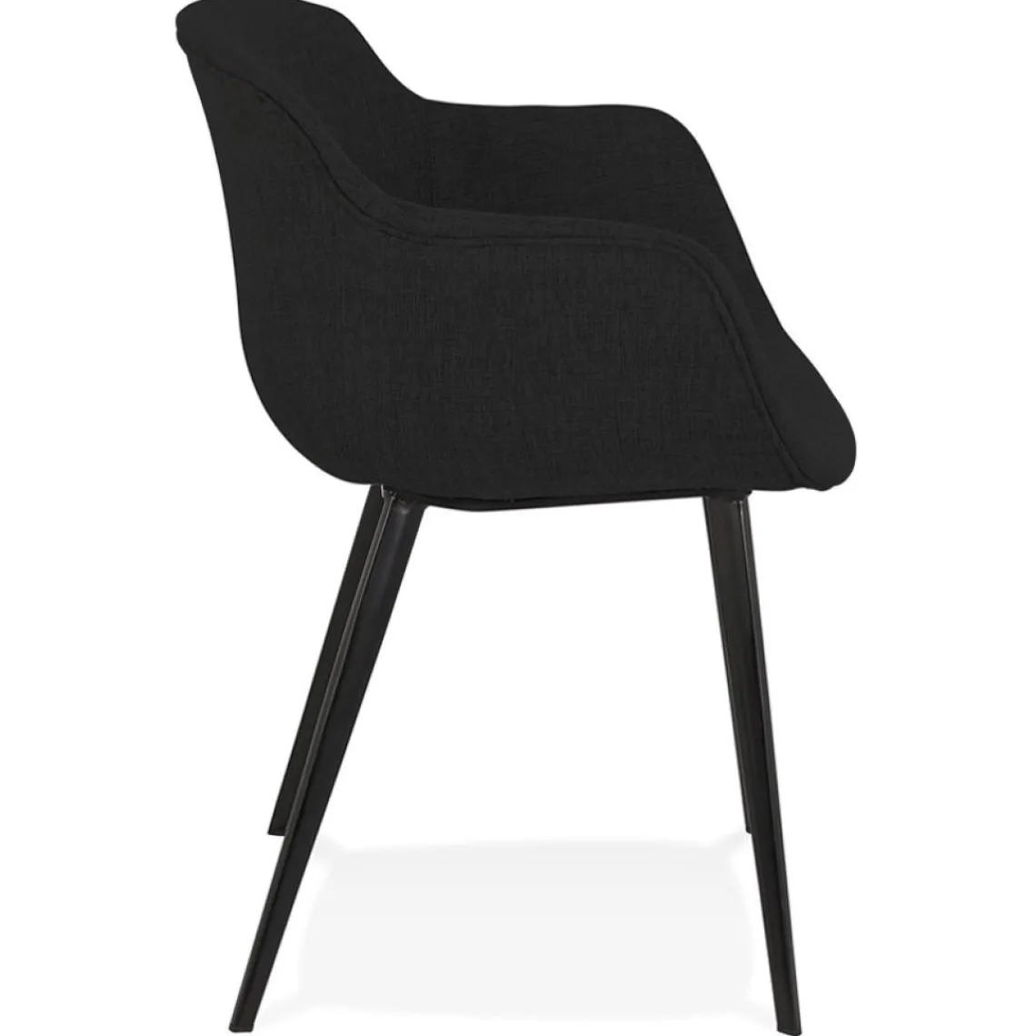 ALTEREGO Chaise avec accoudoirs 'RIGA' en tissu noir New