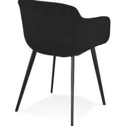 ALTEREGO Chaise avec accoudoirs 'RIGA' en tissu noir New
