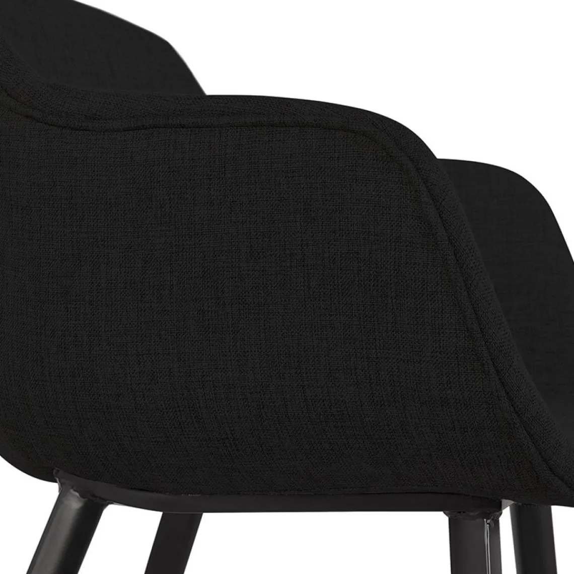 ALTEREGO Chaise avec accoudoirs 'RIGA' en tissu noir New