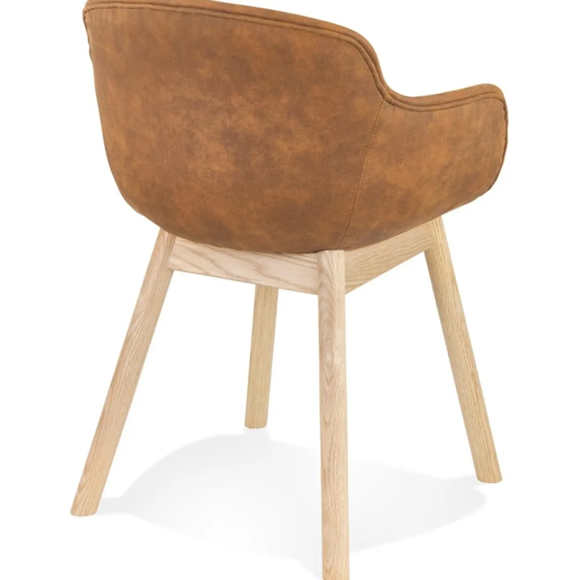 ALTEREGO Chaise avec accoudoirs 'RUPERT' en microfibre brune et pieds en bois naturel Online