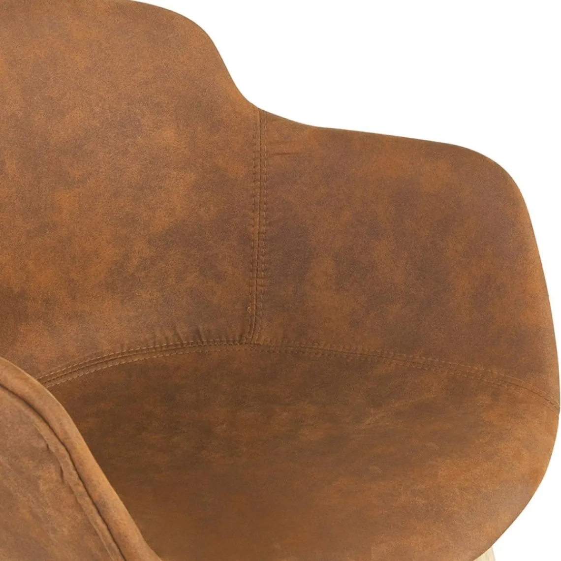 ALTEREGO Chaise avec accoudoirs 'RUPERT' en microfibre brune et pieds en bois naturel Online