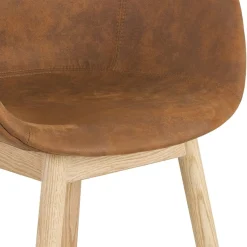 ALTEREGO Chaise avec accoudoirs 'RUPERT' en microfibre brune et pieds en bois naturel Online