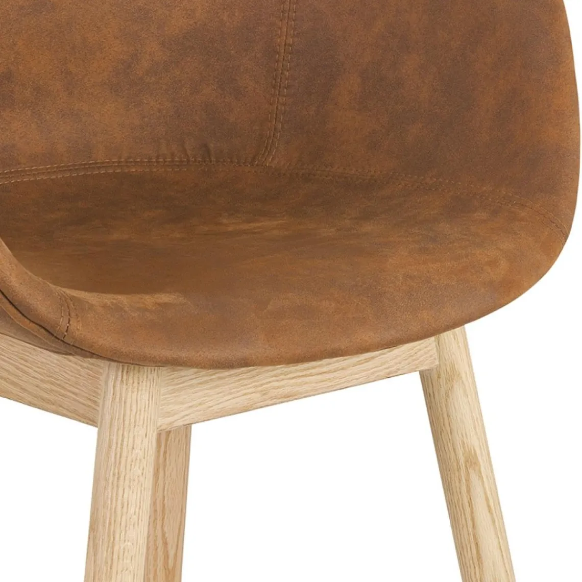 ALTEREGO Chaise avec accoudoirs 'RUPERT' en microfibre brune et pieds en bois naturel Online
