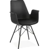 ALTEREGO Chaise avec accoudoirs 'SALY' noire style industriel Hot
