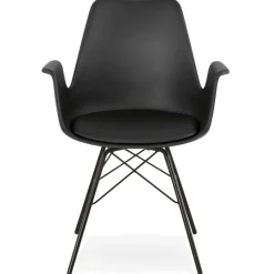 ALTEREGO Chaise avec accoudoirs 'SALY' noire style industriel Hot