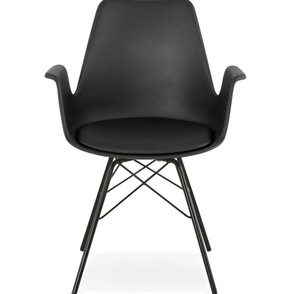 ALTEREGO Chaise avec accoudoirs 'SALY' noire style industriel Hot