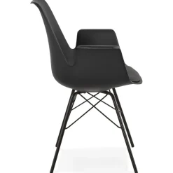 ALTEREGO Chaise avec accoudoirs 'SALY' noire style industriel Hot