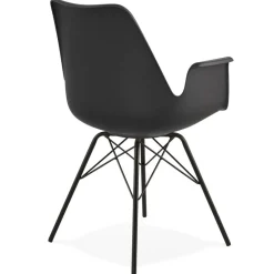 ALTEREGO Chaise avec accoudoirs 'SALY' noire style industriel Hot