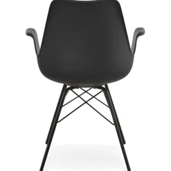 ALTEREGO Chaise avec accoudoirs 'SALY' noire style industriel Hot