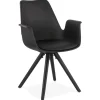 ALTEREGO Chaise avec accoudoirs 'ZALIK' noire avec pieds en bois noir