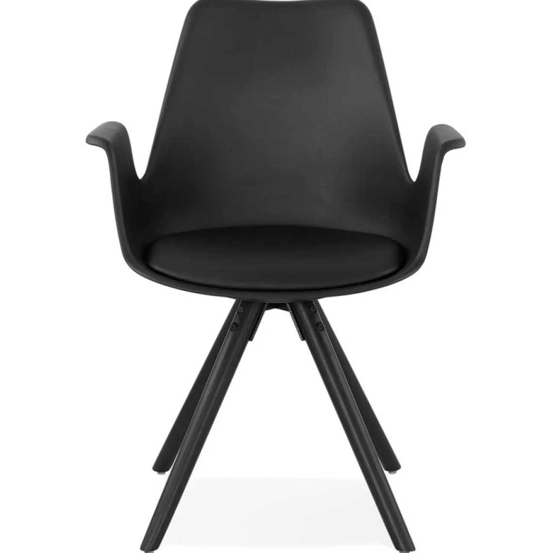 ALTEREGO Chaise avec accoudoirs 'ZALIK' noire avec pieds en bois noir