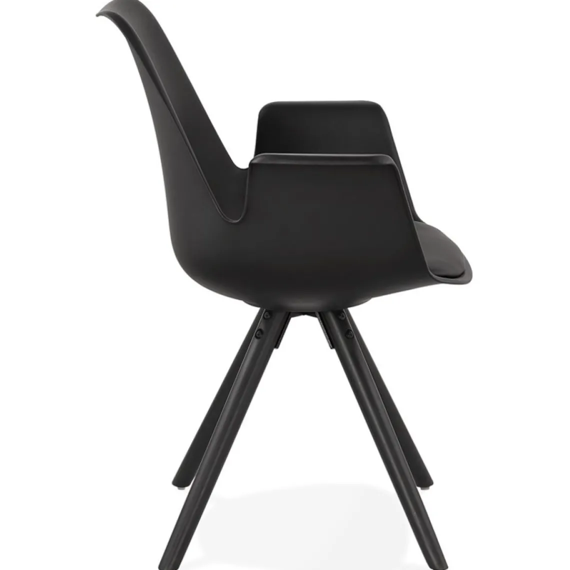 ALTEREGO Chaise avec accoudoirs 'ZALIK' noire avec pieds en bois noir