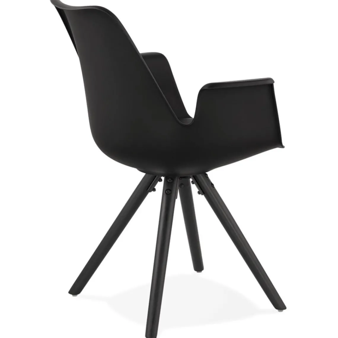 ALTEREGO Chaise avec accoudoirs 'ZALIK' noire avec pieds en bois noir