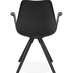 ALTEREGO Chaise avec accoudoirs 'ZALIK' noire avec pieds en bois noir