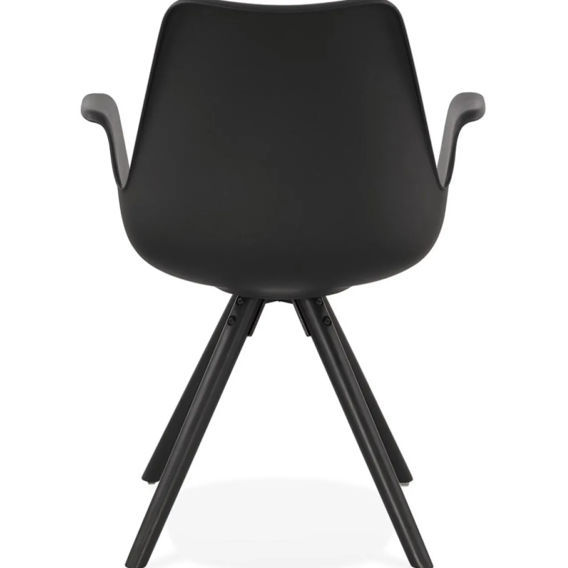 ALTEREGO Chaise avec accoudoirs 'ZALIK' noire avec pieds en bois noir