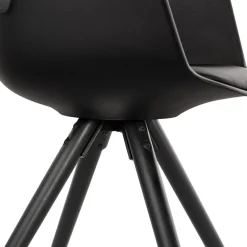 ALTEREGO Chaise avec accoudoirs 'ZALIK' noire avec pieds en bois noir