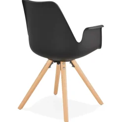 ALTEREGO Chaise avec accoudoirs 'ZALIK' noire style scandinave Clearance