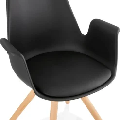 ALTEREGO Chaise avec accoudoirs 'ZALIK' noire style scandinave Clearance