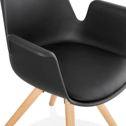 ALTEREGO Chaise avec accoudoirs 'ZALIK' noire style scandinave Clearance