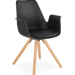 ALTEREGO Chaise avec accoudoirs 'ZALIK' noire style scandinave Clearance