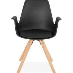 ALTEREGO Chaise avec accoudoirs 'ZALIK' noire style scandinave Clearance