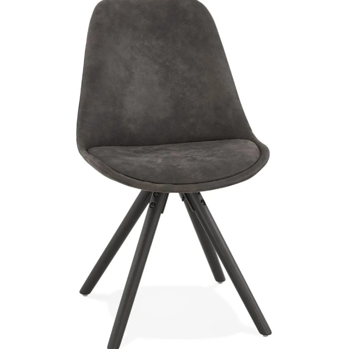 ALTEREGO Chaise confortable 'HARRY' en microfibre grise et pieds en bois noir