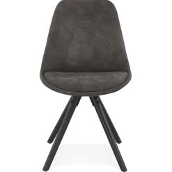 ALTEREGO Chaise confortable 'HARRY' en microfibre grise et pieds en bois noir