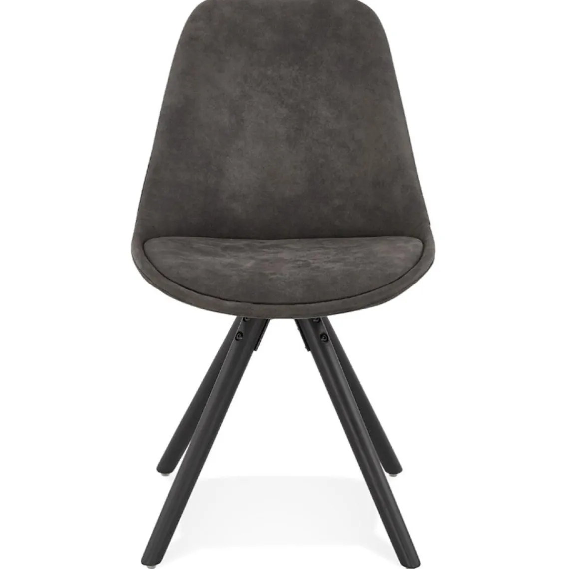 ALTEREGO Chaise confortable 'HARRY' en microfibre grise et pieds en bois noir