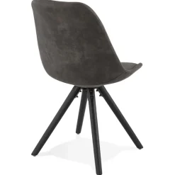 ALTEREGO Chaise confortable 'HARRY' en microfibre grise et pieds en bois noir