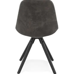 ALTEREGO Chaise confortable 'HARRY' en microfibre grise et pieds en bois noir