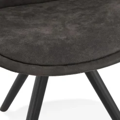 ALTEREGO Chaise confortable 'HARRY' en microfibre grise et pieds en bois noir