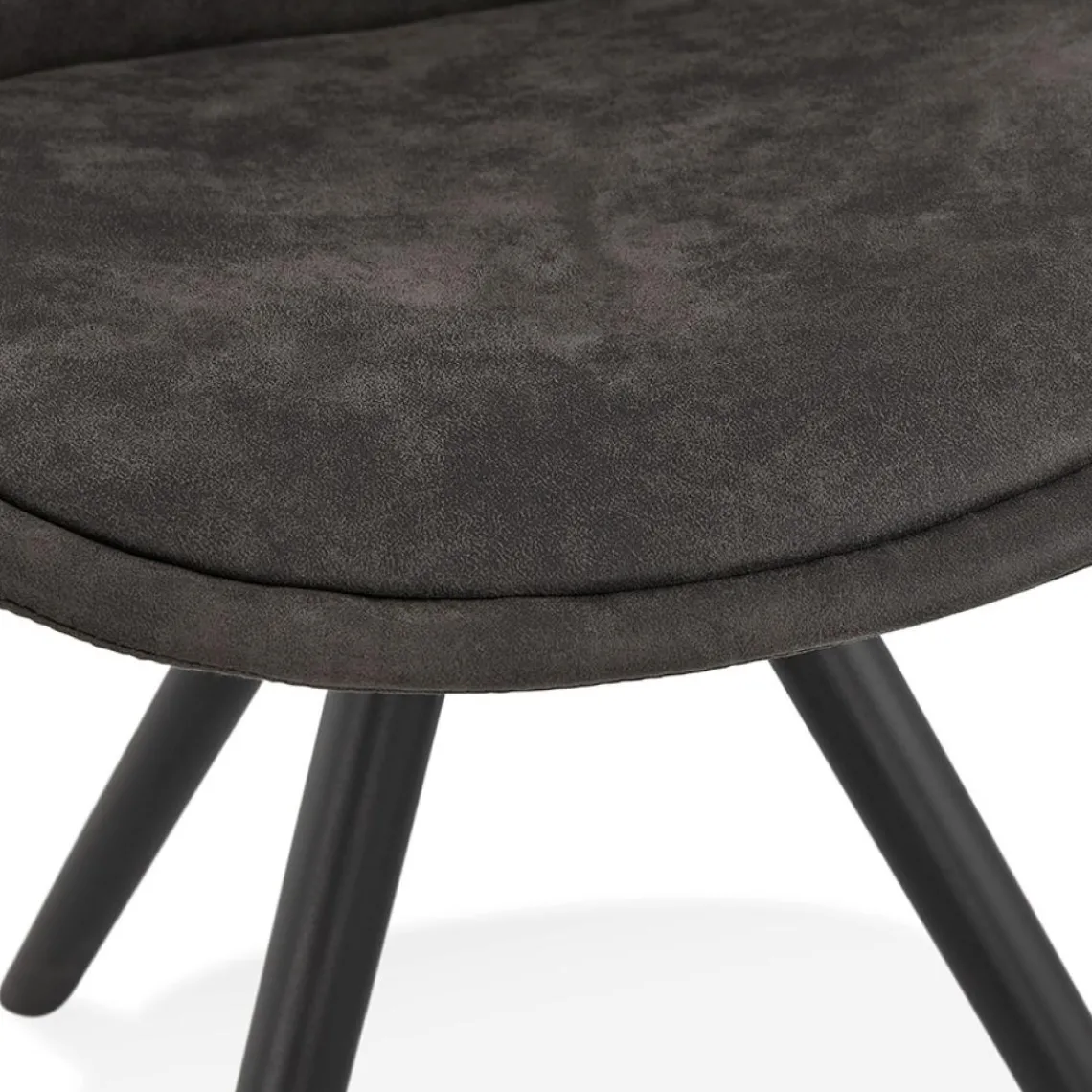 ALTEREGO Chaise confortable 'HARRY' en microfibre grise et pieds en bois noir