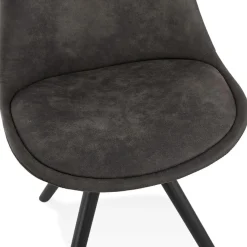 ALTEREGO Chaise confortable 'HARRY' en microfibre grise et pieds en bois noir