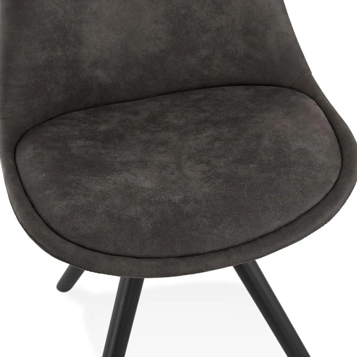 ALTEREGO Chaise confortable 'HARRY' en microfibre grise et pieds en bois noir