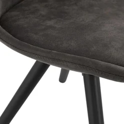 ALTEREGO Chaise confortable 'HARRY' en microfibre grise et pieds en bois noir
