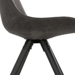 ALTEREGO Chaise confortable 'HARRY' en microfibre grise et pieds en bois noir