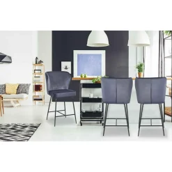 3S. x Home Chaise de bar ELSA Velours Gris New